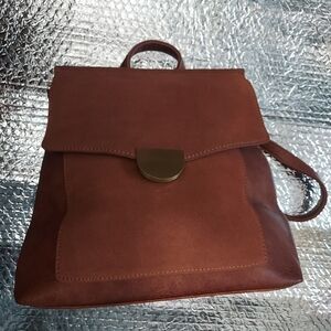 Moda Luxe Tan Leather Tote with Gold Accents Backpack Bag